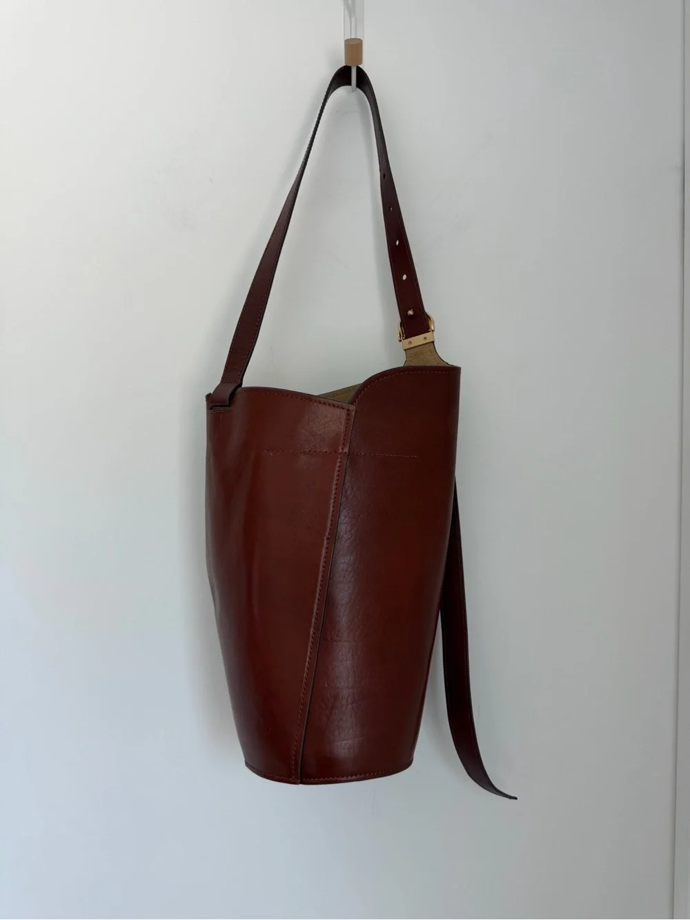 Cult Gaia Aldari Leather Shoulder Bag Cognac Brown